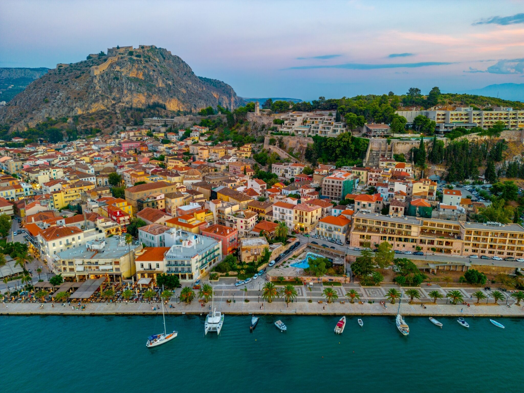 Palamidi,Fortress,Ovelooking,Seaside,Promenade,At,Greek,Town,Nafplio.