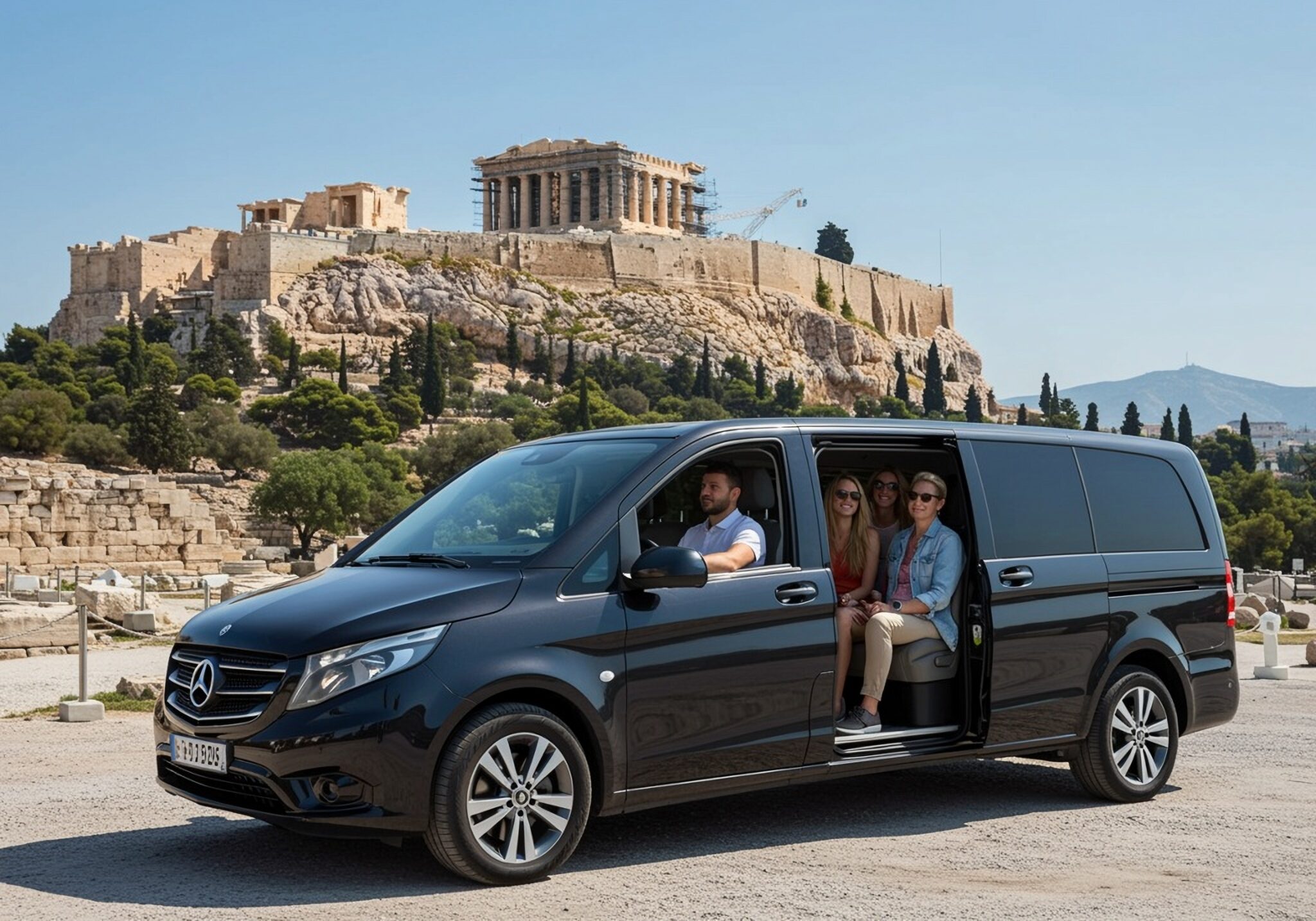 A,Driver,With,A,Black,Mercedes,Vito,With,Clients,Riding